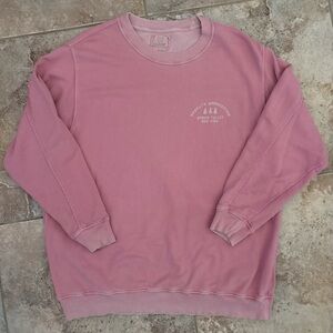 Aerie Oversized Upstate Pullover Distressed Pink Women’s Medium Crewneck Logo